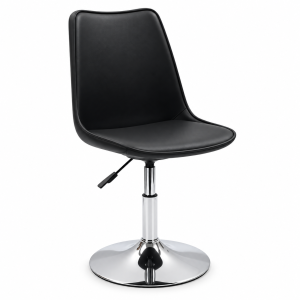 Silla Tulip negra regulable con base plana circular cromada