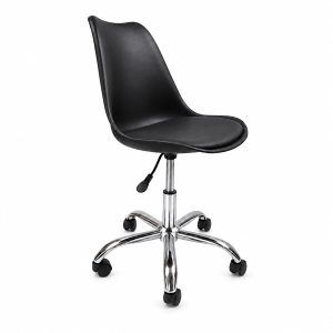 Silla Tulip regulable negra DEXO con base estrella cromada y cinco ruedas